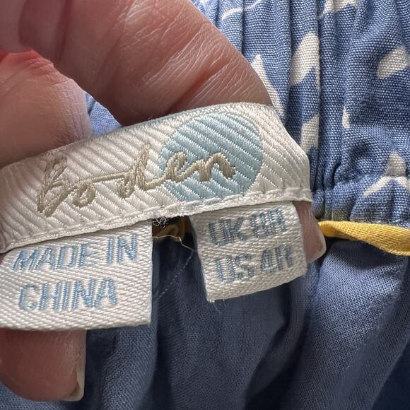 Boden Skirt Size 4R Blue White Floral A-Line Short Lined Pull-On Cotton Casual - Picture 6 of 11